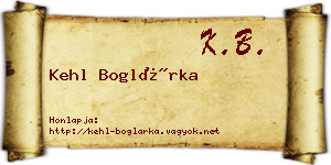 Kehl Boglárka névjegykártya