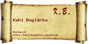 Kehl Boglárka névjegykártya